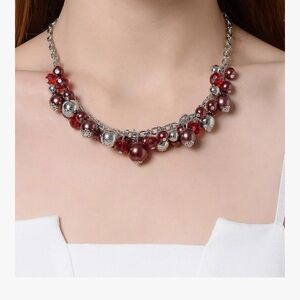 Elegant Red and Silver Beaded Necklace
